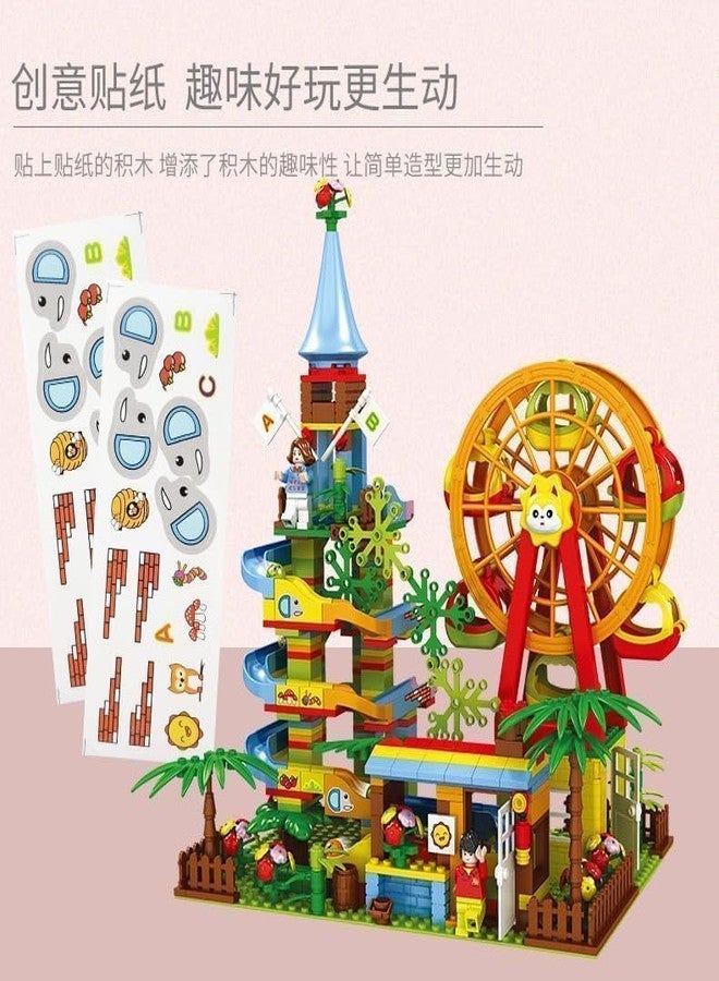 Bhavenu Playground Colourful Slide Amusement Park with Ferris Wheel Building Blocks Brick Set DIY Assembled Toys 469 pc - Image 4